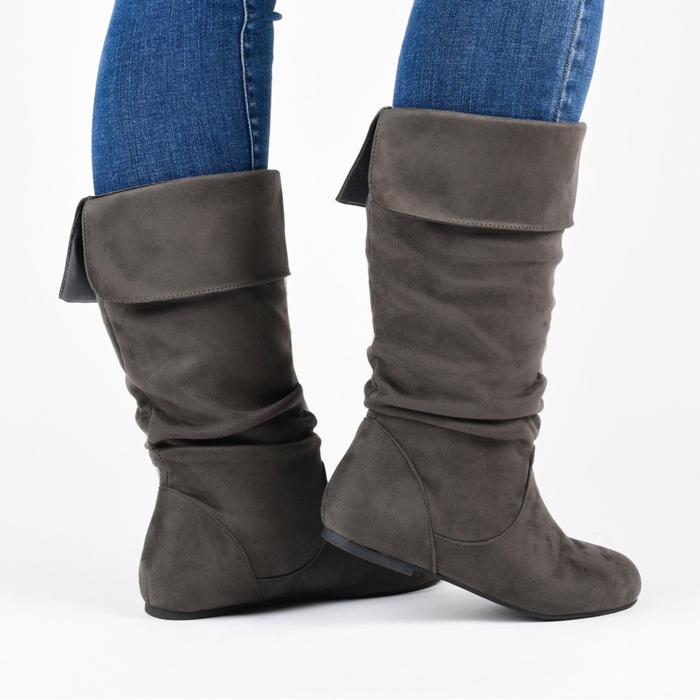 Journey collection women’s SHELLEY WIDE CALF boots in black faux suede size 7.5